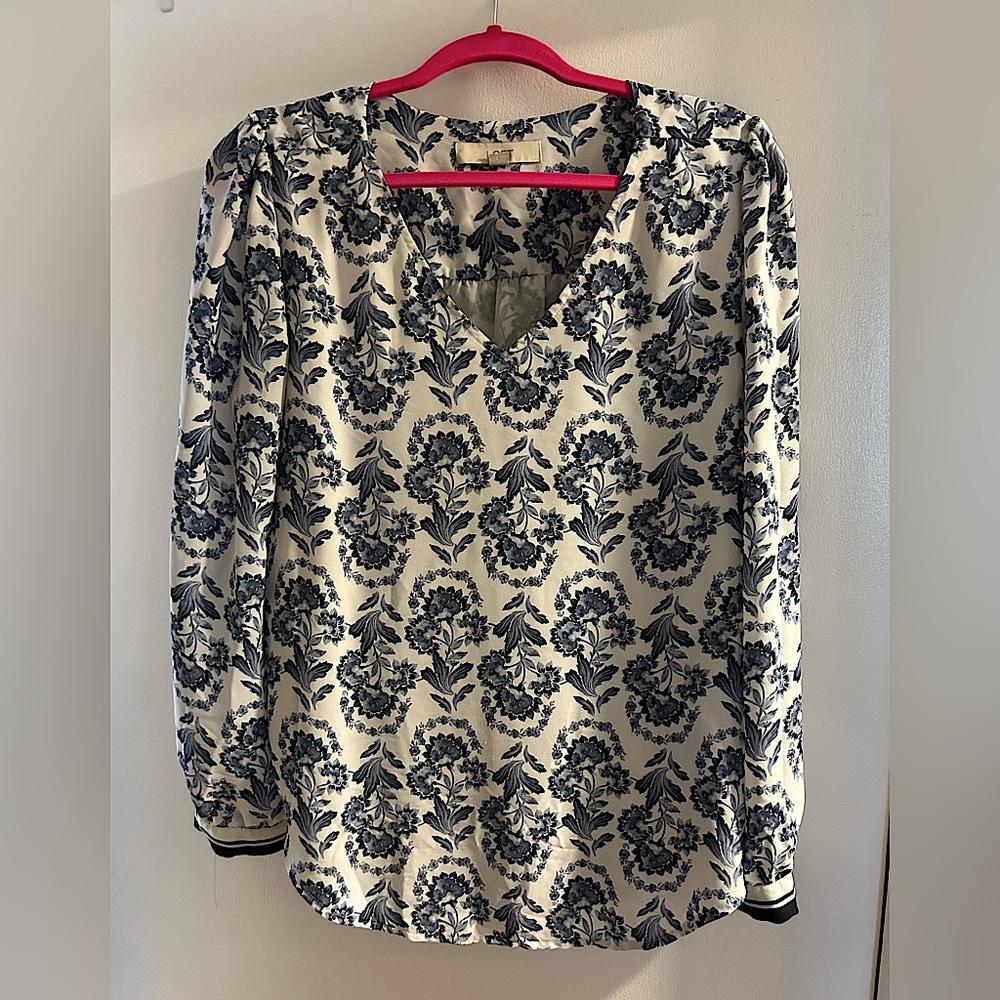 Blue and White floral blouse